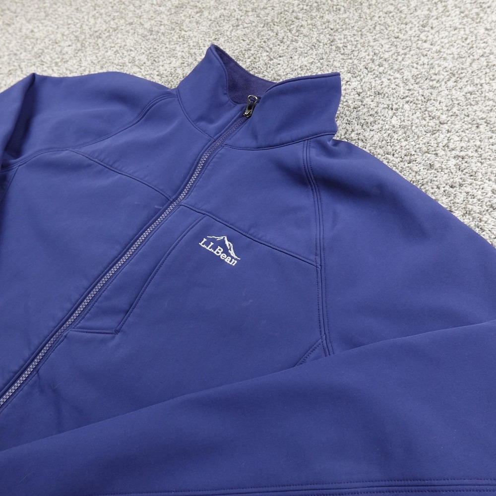 LL Bean Jacket Mens LT Blue Full Zip Fleece Lined Softshell Windbreaker Coat